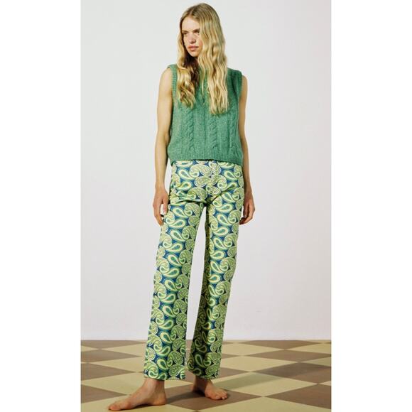 Gimaguas Pants - NWT Gimaguas Aletta Denim Jeans Yellow Paisley 36 XS